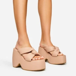 Women's 2023 Fashion Open Toe Twisted Platform Wedge Heel Sandal Mules Shoes SUN - Picture 1 of 12