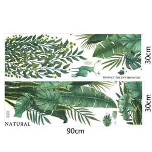 Green Leaves Wall Stickers Home Living Room Decorative Vinyl Wall Decal Plants - Picture 1 of 11