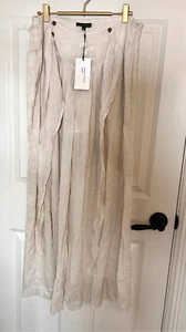 Shinestar Womens Cream Linen Blend Faux Button Wide Leg Pants Size Large NWT - Picture 1 of 16