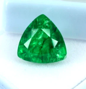 6.15 Ct Approx. Ring Size Emerald Colombian Green Emerald Trillion Shape Emerald - Picture 1 of 4