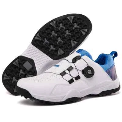 Zapatillas deportivas planas de golf impermeables de cuero antideslizantes con picos de golf para hombre Foto 1 de 4