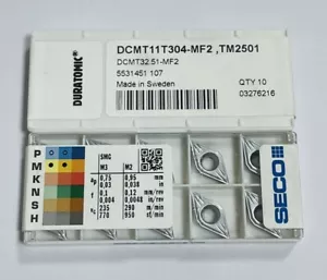 INSERTO DE TORNEADO SECO DCMT11T304-MF2,TM2501 ORIGINAL SUECIA NUEVO 10 uds. - Imagen 1 de 2
