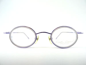 Ovale/runde Brille ausgefallen lila Metallfassung mit hellen Windsorringen Gr. M - Bild 1 von 5