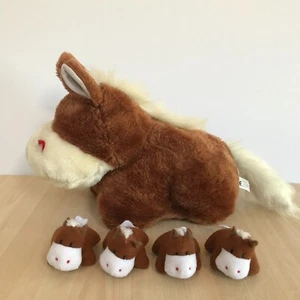 Juguete blando familiar caballo y potro peluche vintage Waldhausen hecho en Alemania 30 cm - Imagen 1 de 13