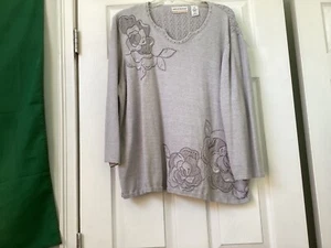 Alfred Dunner Speckled Metallic Sweater Women's Size 3X Gray Business Casual I10 - Picture 1 of 1