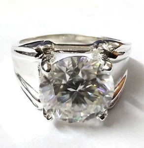 4.50 Ct Off White Diamond Ring Round 925 Shape Silver Huge Mens Special Certifid - Picture 1 of 4