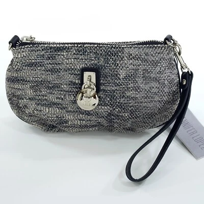 Bolso sin asas JENNIFER LOPEZ para mujer NEGRO ACANALADO Y GRIS IMITACIÓN PIEL DE SERPIENTE LOGOTIPO Foto 1 de 4