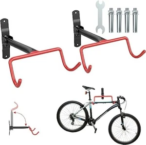 2 PACK Orange Heavy Duty Foldable Garage Wall Mount Bike Hanger Holds up to 66lb - Picture 1 of 6