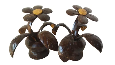 Coconut Shell Flower Vase Hand made Natural Eco Friendly Home , Hotel Room Decor - Image 1 of 4