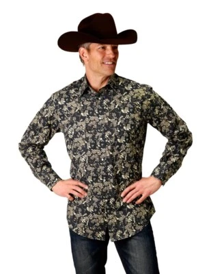 Camisa Roper Western Para Hombre L/S Floral Snap Negra 01-001-0019-0709 BL Foto 1 de 2