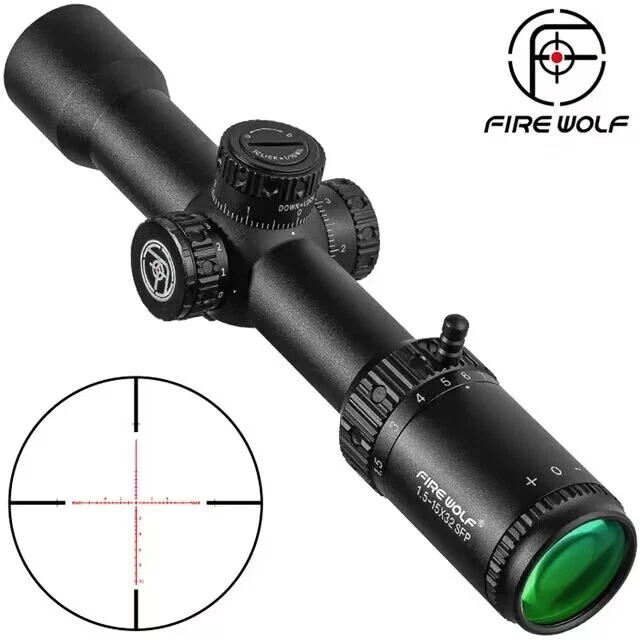 Optics 1.5-15X32 Scope SFIR Tactical Riflescope Red Illumination Reticle Sight - Image 1 of 4
