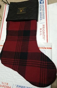 Ralph Lauren RRL Red Black Plaid Wool 18" Holiday Christmas Stocking New - Picture 1 of 4