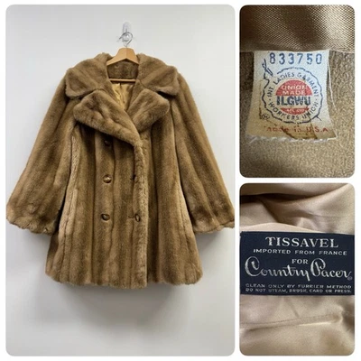 Abrigo de piel sintética Tissavel vintage para mujer - Francia EE. UU. Hecho en Unión Retro años 70 80 Foto 1 de 4