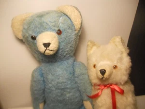1 OSO DE PELUCHE AZUL LIGERO VINTAGE + 1 PERRO CARNAVAL AÑOS 50 23 poses paja alemana - Imagen 1 de 7