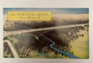 Vintage Post Card Rendition of New High Level Bridge State Rt 8 Akron RARE - Bild 1 von 2