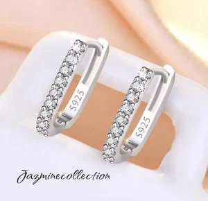 Sterling Silver Stamped Zicron Oblong Earrings With A Box - Picture 1 of 6