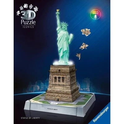 STATUA DELLA LIBERTA' monumento 3D PUZZLE senza colla RAVENSBURGER luminoso 128  - Immagine 1 di 4
