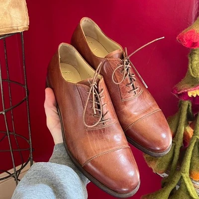 Oxford vintage años 70 Gravati italiano cuero caramelo puntera hechos a mano talla 8 Foto 1 de 4