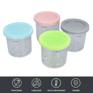 4Pcs Ice Cream Container Versatile Cream Storage Tub Cup Jar With Lids Spoons F❀ - Picture 1 of 12