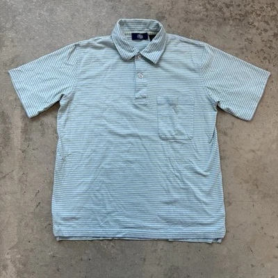 Camisa Polo J Press Rayas Algodón Pima Algodón Azul Verde Preppy Informal Talla Pequeña Foto 1 de 4