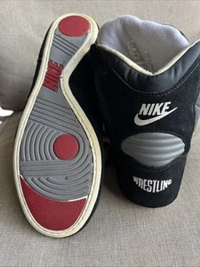 Vintage Nike Greco Supreme Wrestling Shoes Size 10 Old School 90s Black Grey - Picture 1 of 14