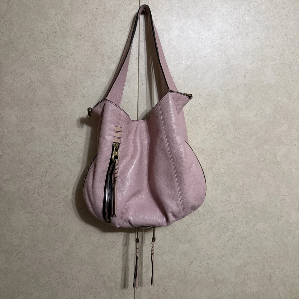 OrYany Precioso Bolso de Hombro Ajustable de Cuero Rosa y Beige   Foto 1 de 4