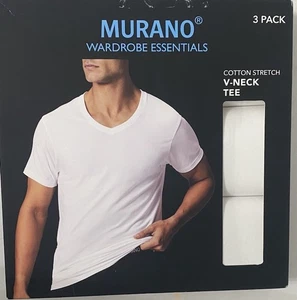 Murano Wardrobe Essentials Solid V NECK Undershirt 3-Packs - Picture 1 of 4