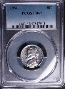 1951 PCGS PR67 Jefferson Nickel 5 cent proof coin... Amazing surfaces and toning - Picture 1 of 4