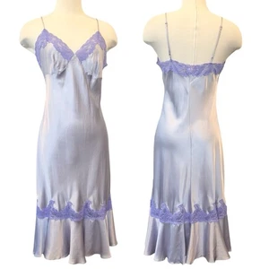 2002 Victoria’s Secret Silk Pastel Purple Lace Vintage Art Deco Midi Slip Dress - Picture 1 of 9