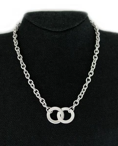 Movado 18k Yellow Gold Sterling Silver Interlocking Circles Chain Necklace 16.75 - Picture 1 of 8