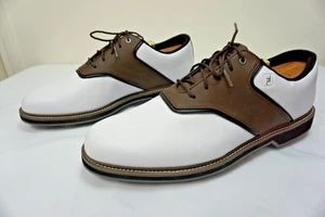 Foot Joy FJ Men’s Golf Shoes FJ Originals 57022 White Brown Black Size 11 1/2 XW - Picture 1 of 12
