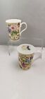 2 Crown Trent Limited Mugs Fruit & Flowers Fine Bone China Made In England