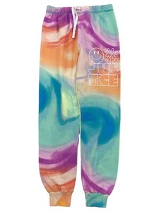 Justice Girls Pink Orange Green Tie Dye Sweatpants With Drawstring L 12-14 - Picture 1 of 1