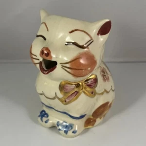 1940 Shawnee Pottery Puss 'n Boots jarra crema dorada con calcomanías florales - Imagen 1 de 10