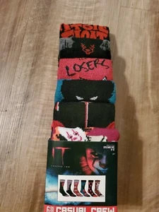 Bioworld IT Chapter 2 Scary Casual Crew Socks Men's 6 Pairs Shoe Size 8-12 -NEW - Picture 1 of 4