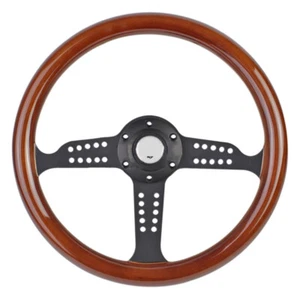 Universal 350mm 14"Steering Wheel Classic 6 Hole Black Aluminum Spoke - Picture 1 of 5