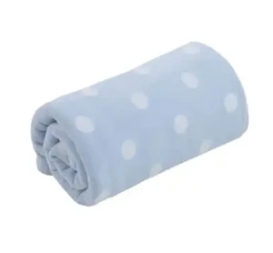 Mothercare Baby Boy Fleece Blue Polka Dot Blanket 120 x 155cm Pram Cot, Cotbed