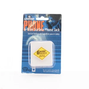 Leviton White Surface Mount Quick Connect 6-Wire Phone Jack Telephone C2679-W - Zdjęcie 1 z 5