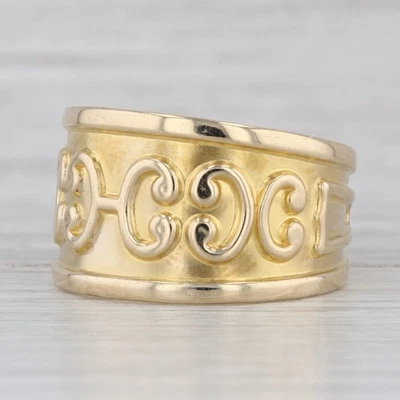 Vintage Patterned Tapering Band Ring 14k Yellow Gold Made in France - Image 1 of 4