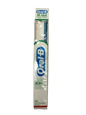 Cepillo de dientes azul suave Oral B 60 vintage cerdas redondeadas 4 filas cabezal grande 1985 Foto 1 de 4