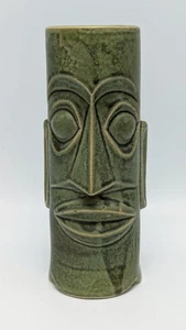 Vintage Tiki Mug Mark Thomas Outrigger Cannery Row Monterey Green Moai OMC Japan - Picture 1 of 5