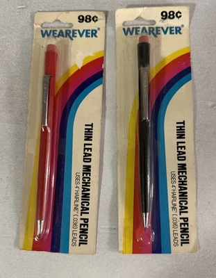 LÁPIS MECÂNICO WEAREVER VINTAGE chumbo fino 4" linha do cabelo novo na embalagem lote de dois retrô - Imagem 1 de 4