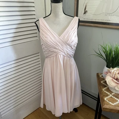 Vestido BILL LEVKOFF Mujer 10 Rosa Pálido Gasa Boda Dama de honor Cóctel Fiesta Foto 1 de 4