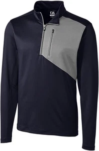 NEW Men's Cutter and Buck DryTec 1/2 Zip Pullover Navy Blue Gray Size Large - Picture 1 of 7