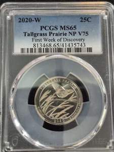 2020 W MS65 PCGS Tallgrass Prairie NP V75 1st Week Of Discovery Clad Quarter - Picture 1 of 4