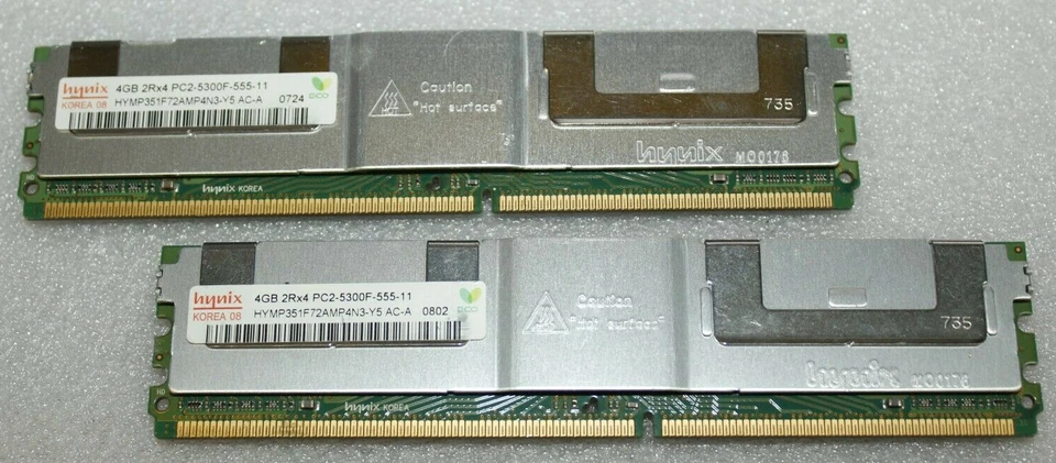 Hynix 8GB (2X4GB) 2Rx4 PC2-5300F DDR2 ECC Server Memory Ram HYMP351F72AMP4N3-Y5 - Image 1 of 1