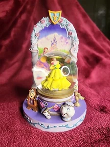 Rare VTG Beauty And The Beast Mini Snow Globe With Movie Print Frame - Picture 1 of 9