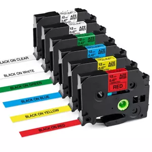 6x kompatible Etikettenband für Brother P-Touch TZe 12mm PT-1000 PT-D400 PT-H110 - Bild 1 von 12