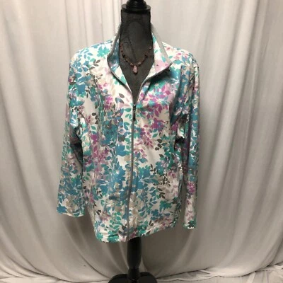 Allison Daley Jacket Womens Size XL Floral Zip Up Sweatshirt Pockets - Image 1 of 4