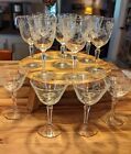 Vintage  Floral Etched 8 Wine Glasses  & 4 Champagne Libbey Rocke Sharpe